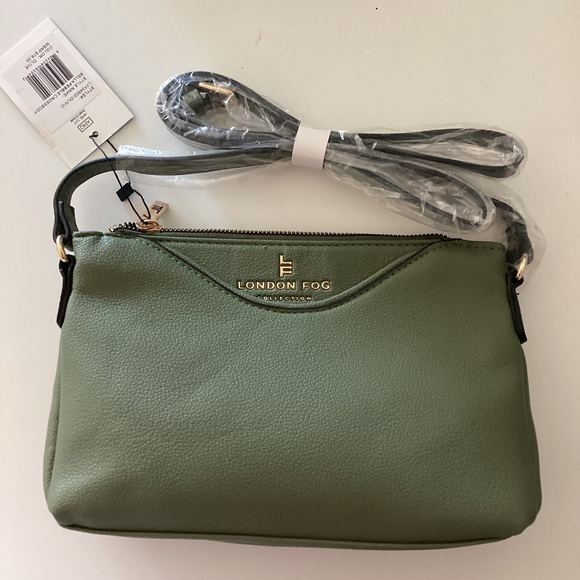 London Fog Handbags - London Fog Bella Pebble Crossbody Purse Olive.
